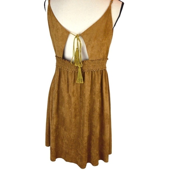 THE KORNER Faux Suede Spaghetti Strap Dress, Size Small - Picture 3 of 9